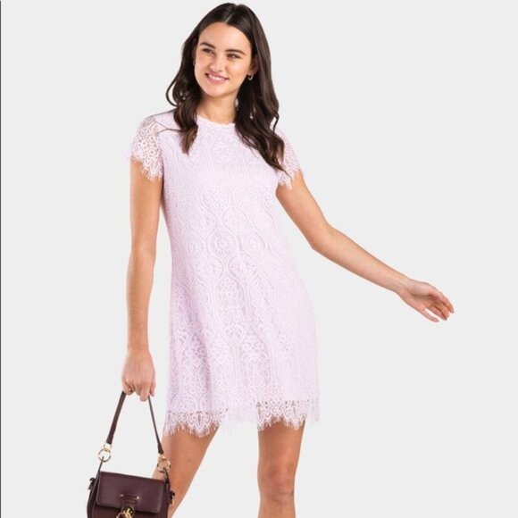 ✨ Francesca’s Lavender Genetta Lace Shift Dress Size Medium - Picture 1 of 8